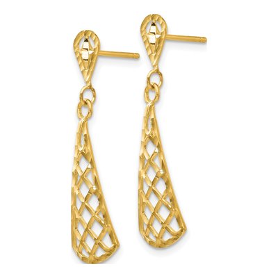 10K Yellow Gold Diamond-Cut Fan Dangle Earrings – view 3