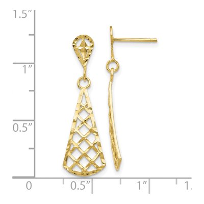 10K Yellow Gold Diamond-Cut Fan Dangle Earrings – view 4