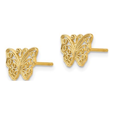 10K Yellow Gold Butterfly Stud Earrings – view 2