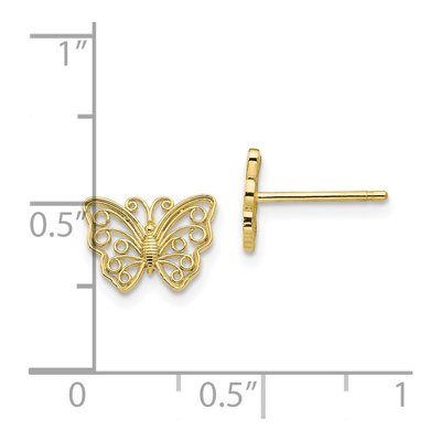 10K Yellow Gold Butterfly Stud Earrings – view 3