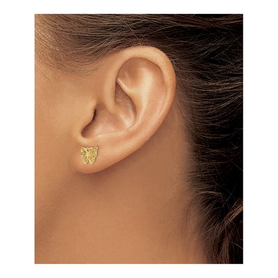 10K Yellow Gold Butterfly Stud Earrings – view 4