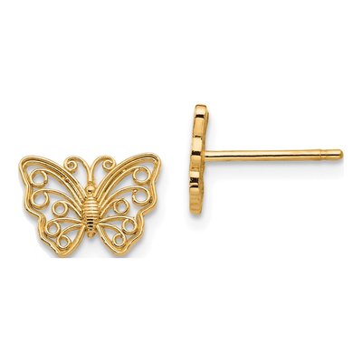 10K Yellow Gold Butterfly Stud Earrings