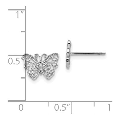 10K White Gold Butterfly Stud Earrings – view 3