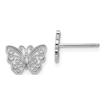 10K White Gold Butterfly Stud Earrings