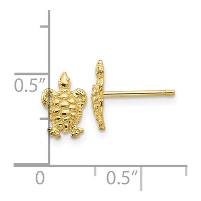 10K Yellow Gold Mini Turtle Stud Earrings – view 4