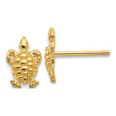 10K Yellow Gold Mini Turtle Stud Earrings