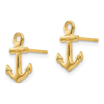 10K Yellow Gold Anchor Stud Earrings – view 2