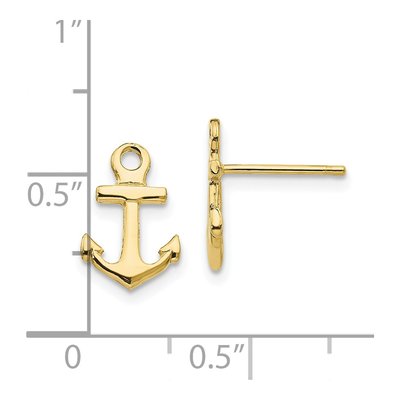 10K Yellow Gold Anchor Stud Earrings – view 3