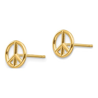 10K Yellow Gold Peace Symbol Stud Earrings – view 3