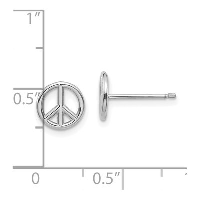 10K White Gold Peace Symbol Stud Earrings – view 2