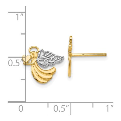 10K Yellow Gold Angel Heart Stud Earrings – view 4