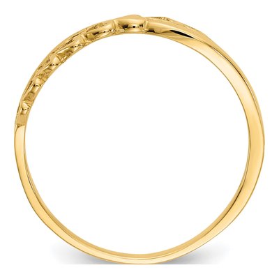 10K Yellow Gold Criss Cross Hearts Ring – view 2
