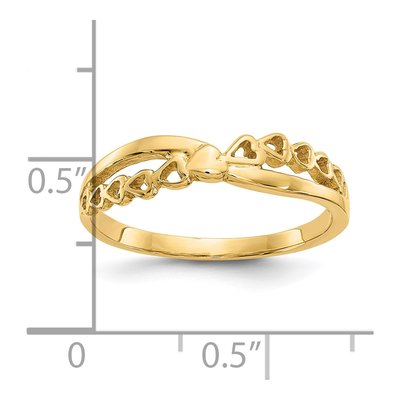 10K Yellow Gold Criss Cross Hearts Ring – view 4