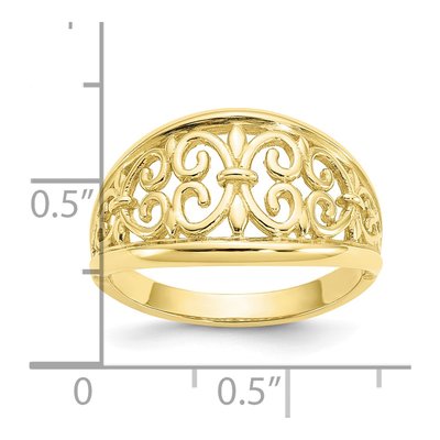 10K Yellow Gold Fleur-De-Lis Tapered Ring – view 4