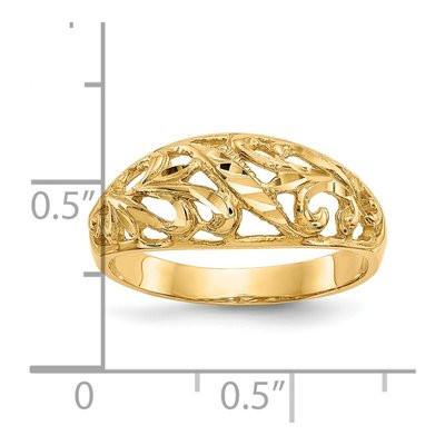 10K Yellow Gold Diamond-Cut Paisley Dome Ring – view 4