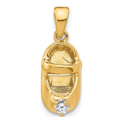 10K Yellow Gold April Birthstone Baby Shoe Charm