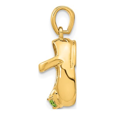 10K Yellow Gold August Birthstone Baby Shoe Charm – view 3