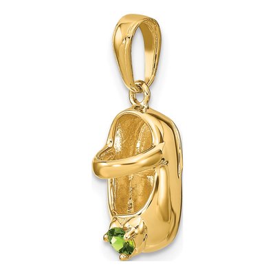 10K Yellow Gold August Birthstone Baby Shoe Charm – view 6