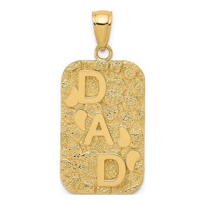 10K Yellow Gold DAD Nugget Dog Tag Pendant