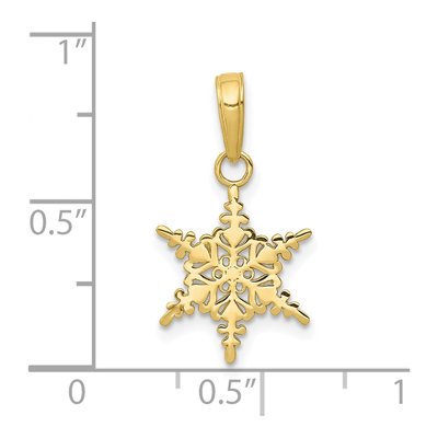 10K Yellow Gold Small Snowflake Pendant – view 4