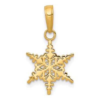 10K Yellow Gold Small Snowflake Pendant