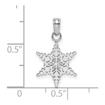 10K White Gold Small Snowflake Pendant – view 3