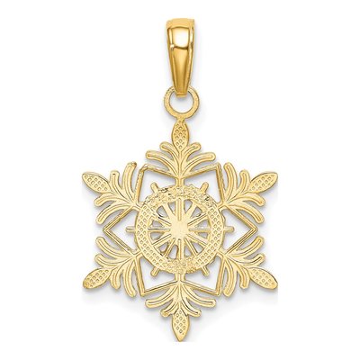 10K Yellow Gold Snowflake Pendant – view 5