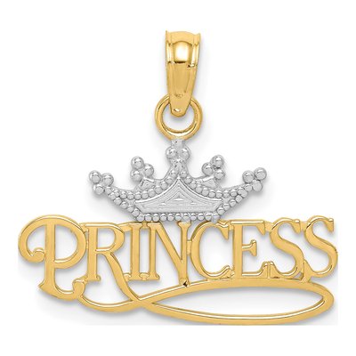 10K Yellow Gold Princess Crown Pendant