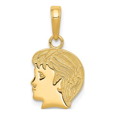 10K Yellow Gold Boy Head Pendant
