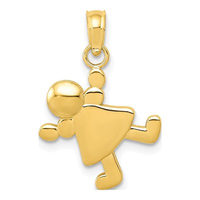 10K Yellow Gold Little Girl Cartwheel Charm