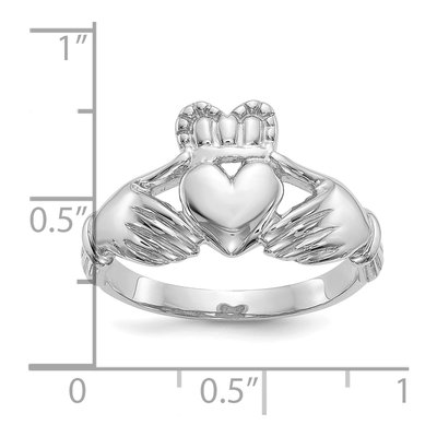 Men's 10K White Gold Claddagh Ring – view 3