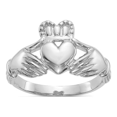 Men's 10K White Gold Claddagh Ring