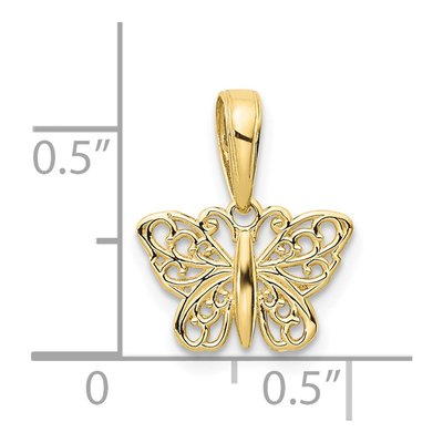 10K Yellow Gold Filigree Butterfly Pendant – view 5