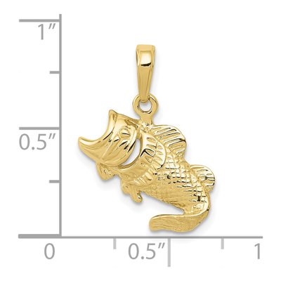 10K Yellow Gold Bass Fish Charm – view 4