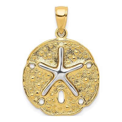 10K Two-Tone Gold Sand Dollar Starfish Pendant