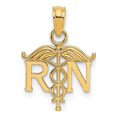 10K Yellow Gold Registered Nurse RN Pendant