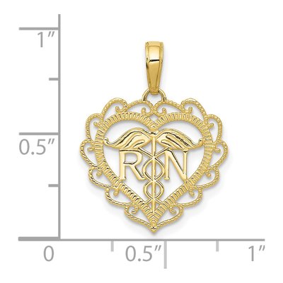 10K Yellow Gold RN Nurse Heart Pendant – view 4