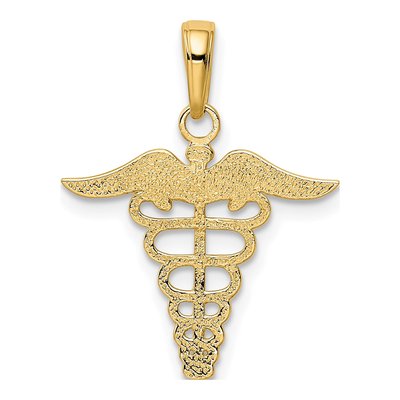 10K Yellow Gold Caduceus Pendant – view 4
