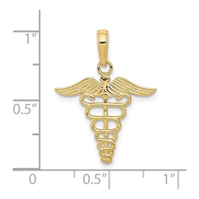 10K Yellow Gold Caduceus Pendant – view 5