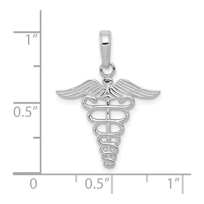 10K White Gold Caduceus Pendant – view 4