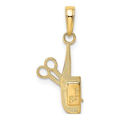 10K Yellow Gold Comb Scissors Pendant – view 4