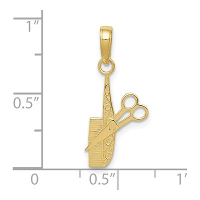 10K Yellow Gold Comb Scissors Pendant – view 5