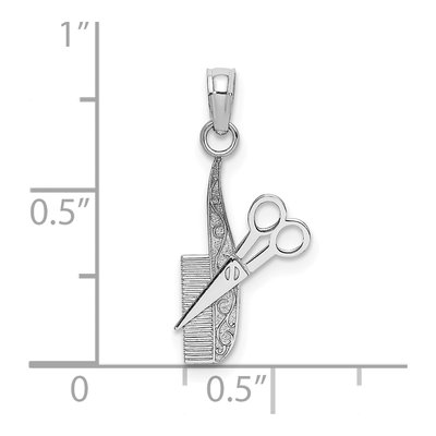 10K White Gold Comb Scissors Pendant – view 3