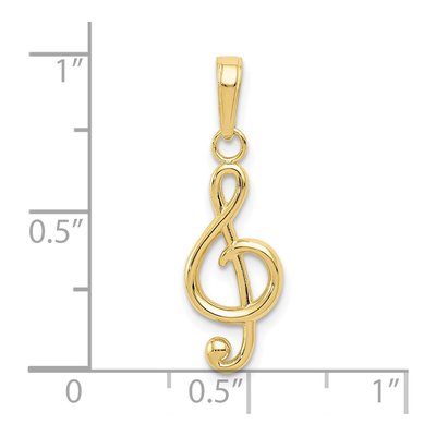 10K Yellow Gold Treble Clef Pendant – view 5
