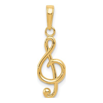 10K Yellow Gold Treble Clef Pendant