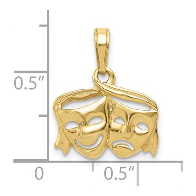 10K Yellow Gold Comedy Tragedy Pendant – view 4
