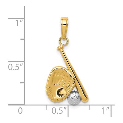 10K Yellow Gold Baseball Bat Glove Pendant – view 5