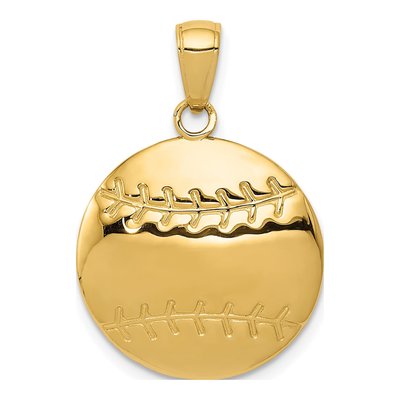 10K Yellow Gold Baseball Pendant