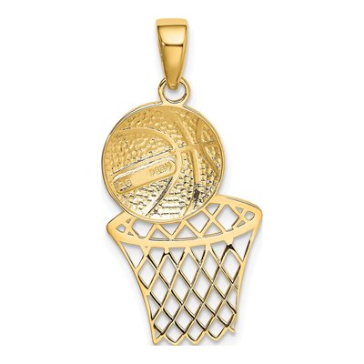 10K Yellow Gold Basketball Net Pendant – view 4