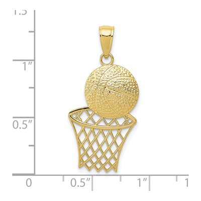10K Yellow Gold Basketball Net Pendant – view 5